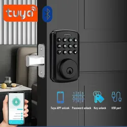 Tuya Smart Door Lock US Style Deadbolt Lock Fully Automatic Unlocking/closing Password Lock Compatiable with Alexa/Google Home