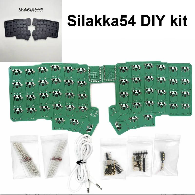 Silakka54 Diy Kit Wired Hot Pluggable Qmk/vial Split Ergonomic Mechanical Keyboard Multi‑system Compatible For Office Typing