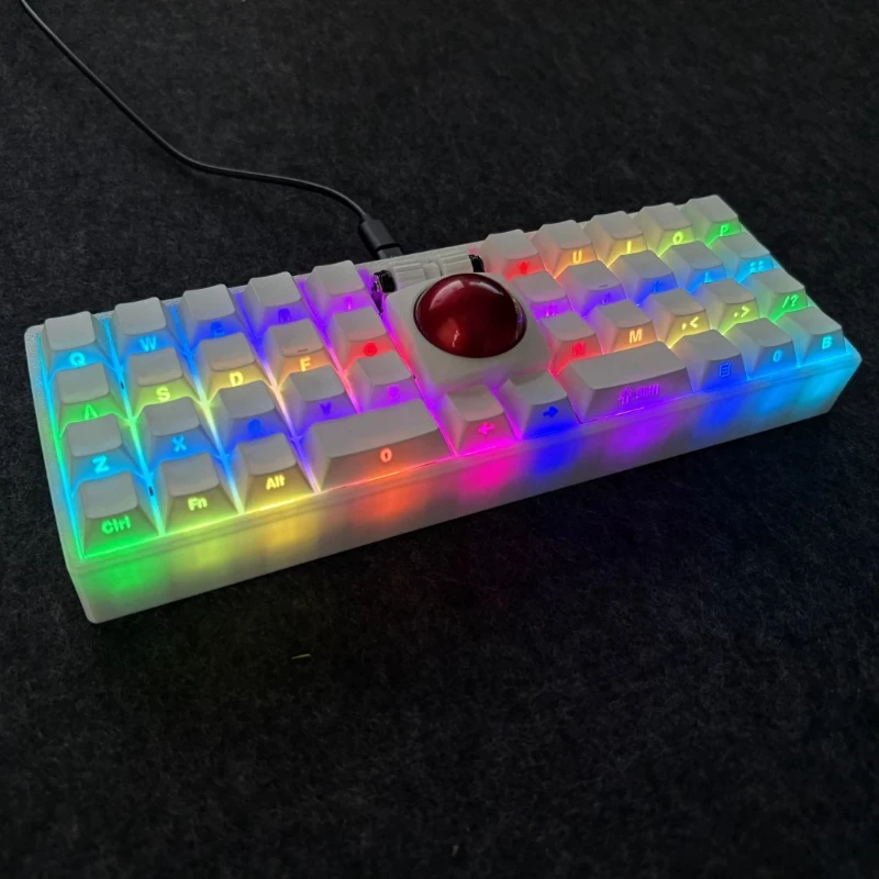 Kit de Teclado com Bola de Rastreamento WK 40 / Teclado com Fio, Modo Único, Sensor PMW3360, 40 Teclas, RGB, Iluminação Inferior, Kit Personalizado