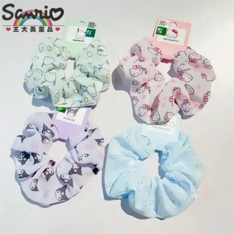 

Шифоновая резинка Sanrio Hello Kitty Cinnamoroll Kuromi, резинка, милые аксессуары для волос с принтом, кавайная заколка для волос с героями мультфильмов для девочек