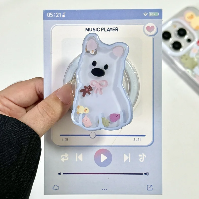 

Корейский милый мультяшный щенок для Magsafe, магнитная подставка для телефона Griptok Grip Tok для iPhone 16 15 14, держатель для беспроводной зарядки, кронштейн