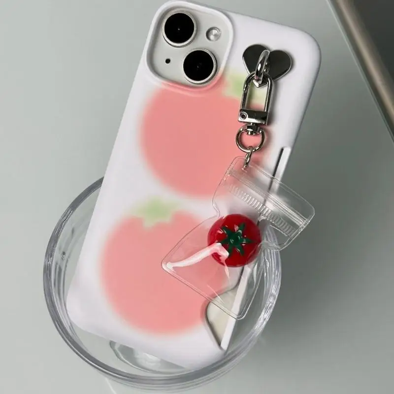 91AF Attractive Tomato Pendant Phone Adornment Keychain for Stylish Accessory Lovers