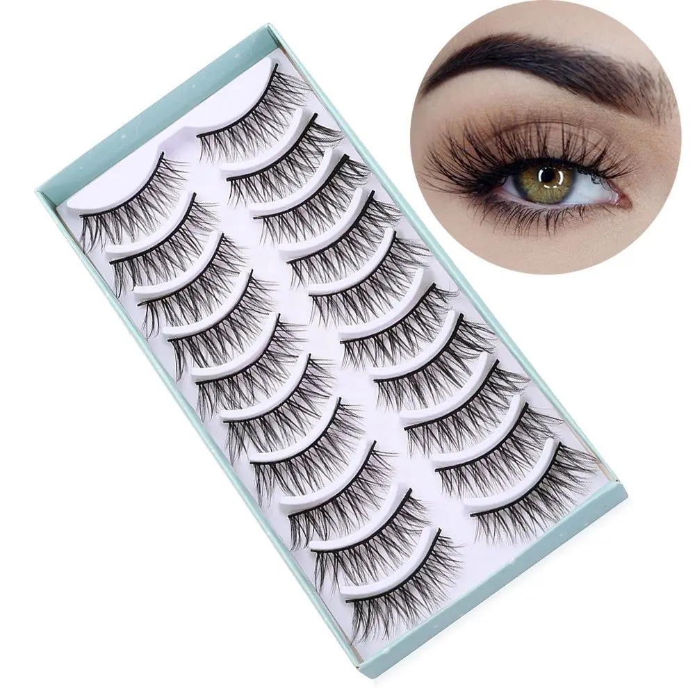 Thick Long 10 Pairs High Quality Handmade Soft Hair Wispy Eye Lashes Extension False Eyelashes High Quality False Eyelashes