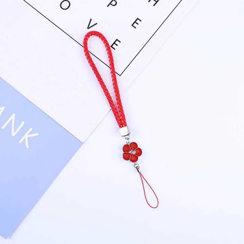 PU Leather Mobile Phone Strap Smart Phone Key Holder Ring Flower Lanyard Phone Accessory Cord Phone Hand Rope Keychain