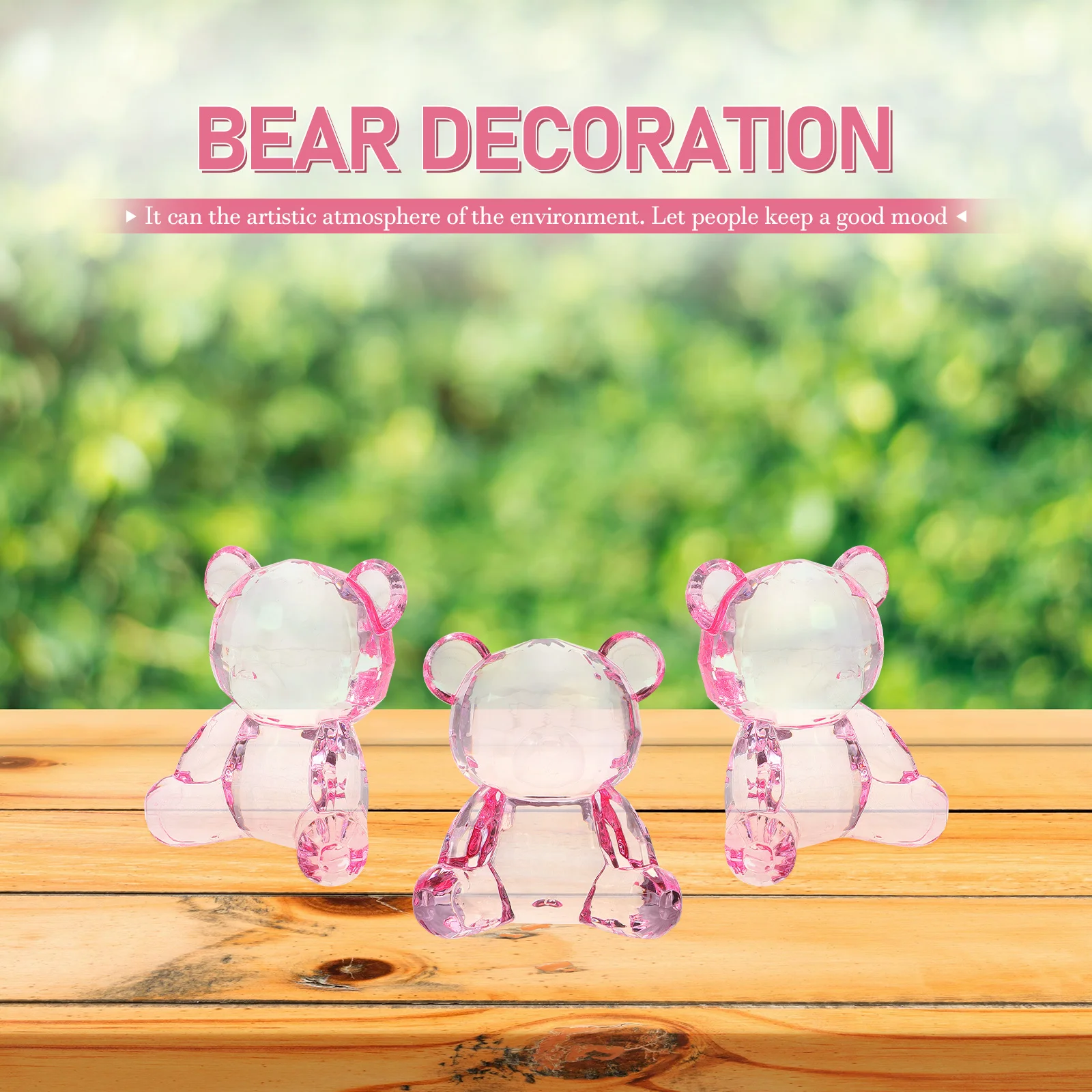 

Clear Acrylic Bear Figurine Small Blue Statue Adorable Decor Item Shelf Gift Idea Cute Ornament Creative