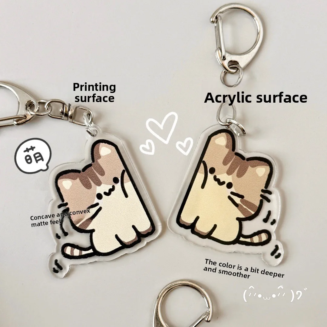 BFF Cat Keychain HD Acrylic Besties Gift Cute Backpack Charm Friendship Token Lightweight
