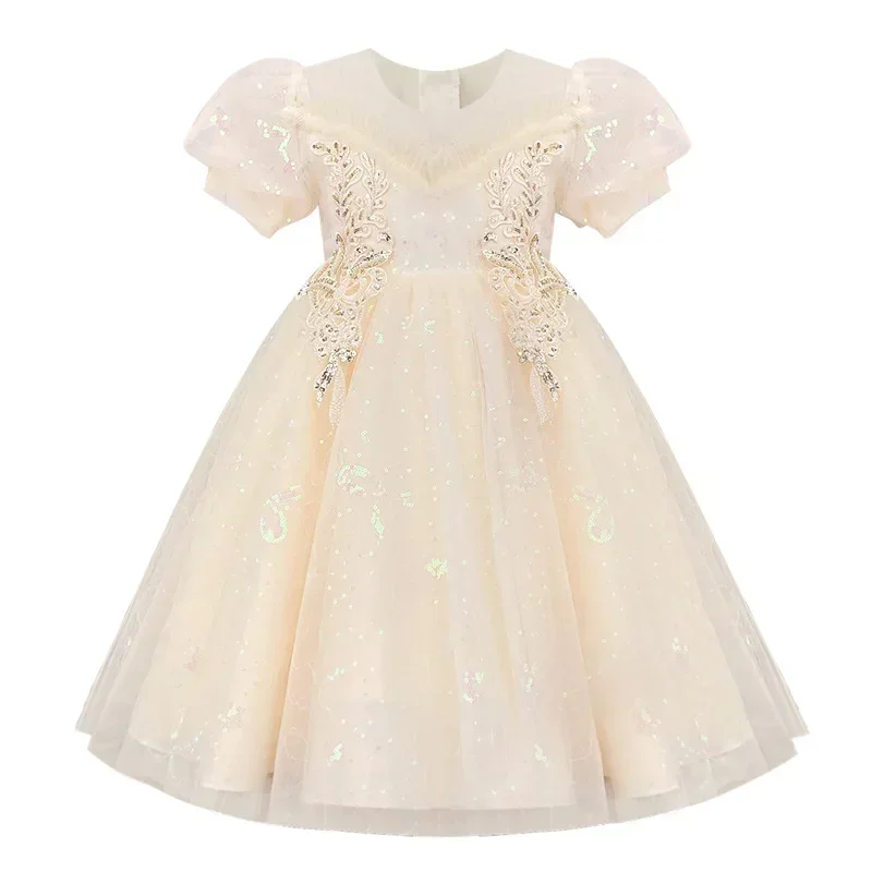 Children's Princess 2024 Summer Korean Edition New Flower Boy Walk Girls' Piano Performance Dress Summe