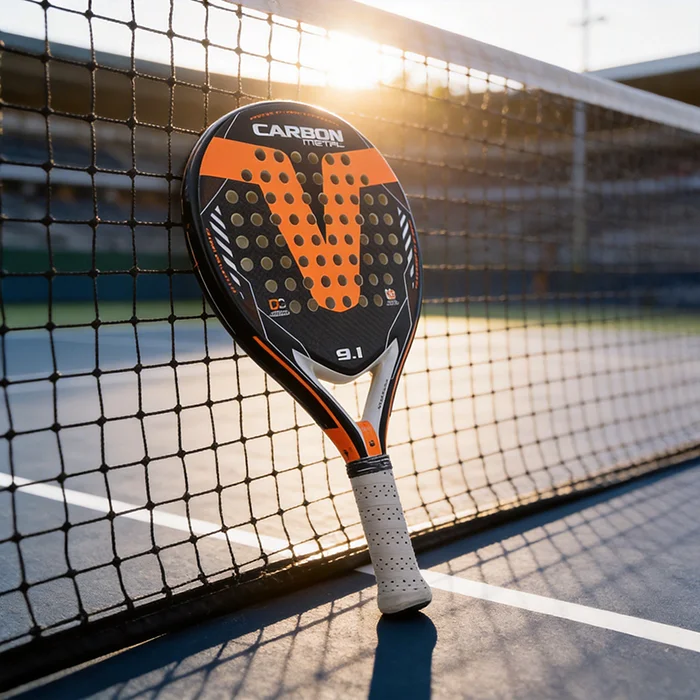 Raquette de padel en fibre de carbone premium 12K avec noyau en mousse EVA, performances d'entraînement avancées et stables, marque privée.