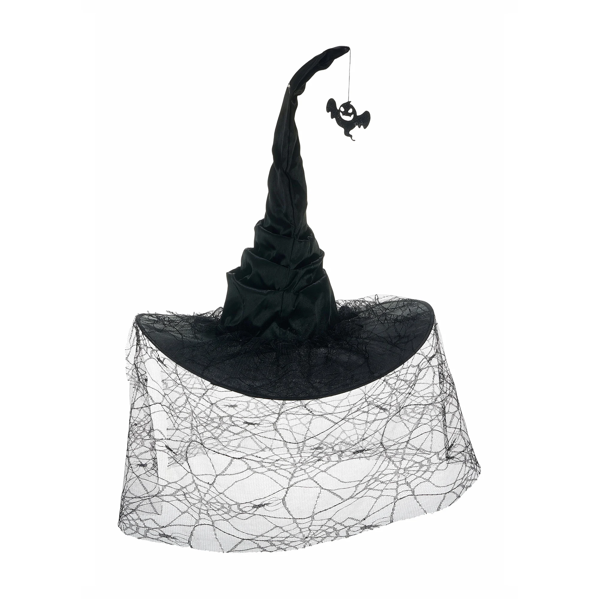 

Black Cat Ears Headband Glittery Halloween Costume Hair Hoop with Lace Veil for Women and Girls
