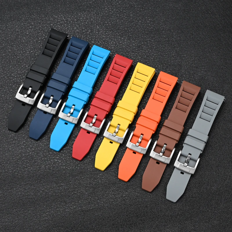 

New Design 20mm 22mm FKM Watch Strap Fast Release Fluoro Rubber Waterproof Diving Watch Bands Wrist Belt Bracelet Accessories