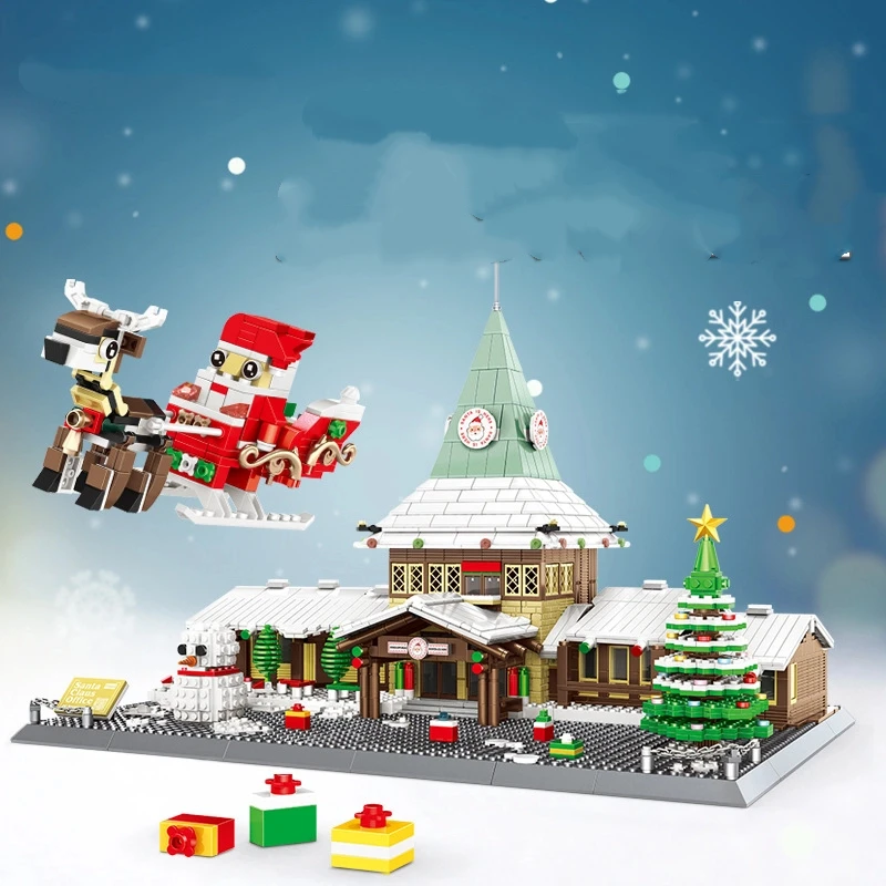 Kit de bloques de construcción de oficina de Papá Noel creativo, 2180 Uds., casa Modular MOC, juegos de ladrillos, regalos de Navidad para adultos y niños, Juguetes DIY