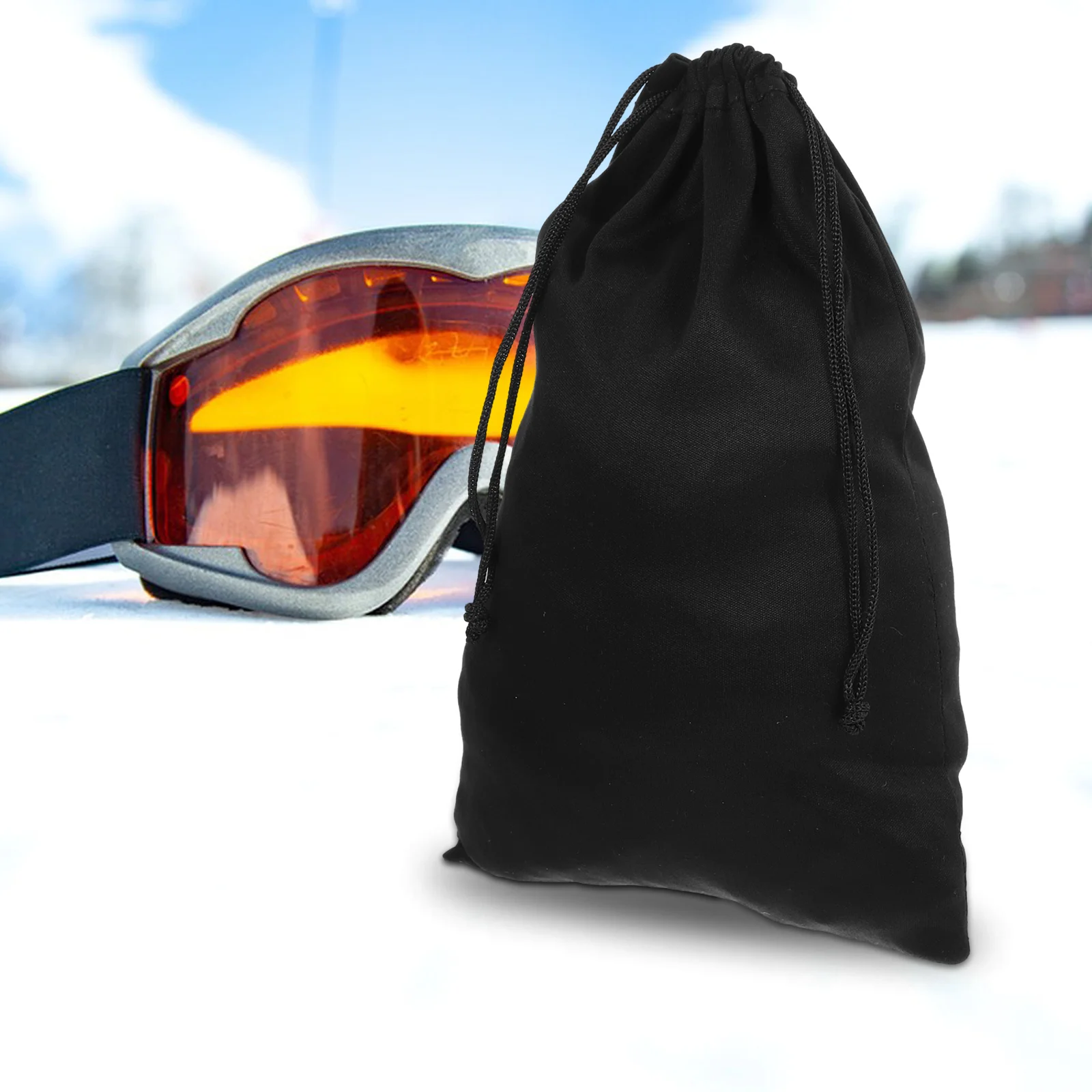 10 buah tas saku tali serut kacamata Ski tas Snow pelindung salju masker hitam membawa kantong Miss Travel