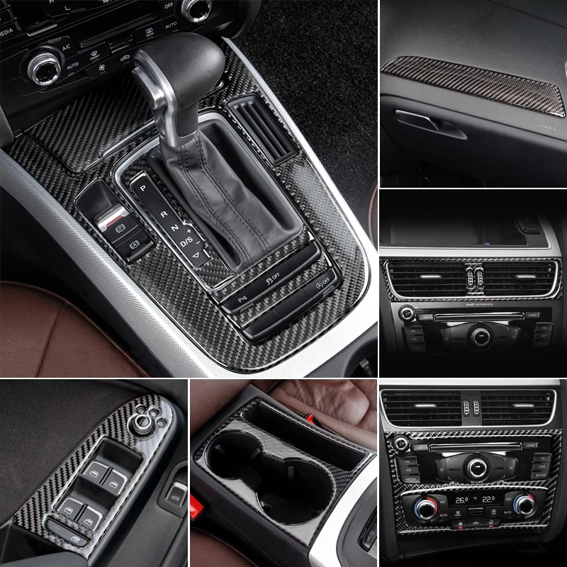 

Углеродное волокно для Audi A4 B8 A5, салон автомобиля, переключение передач, кондиционер, CD-панель, дверной подлокотник, накладка, автомобильная наклейка, аксессуары