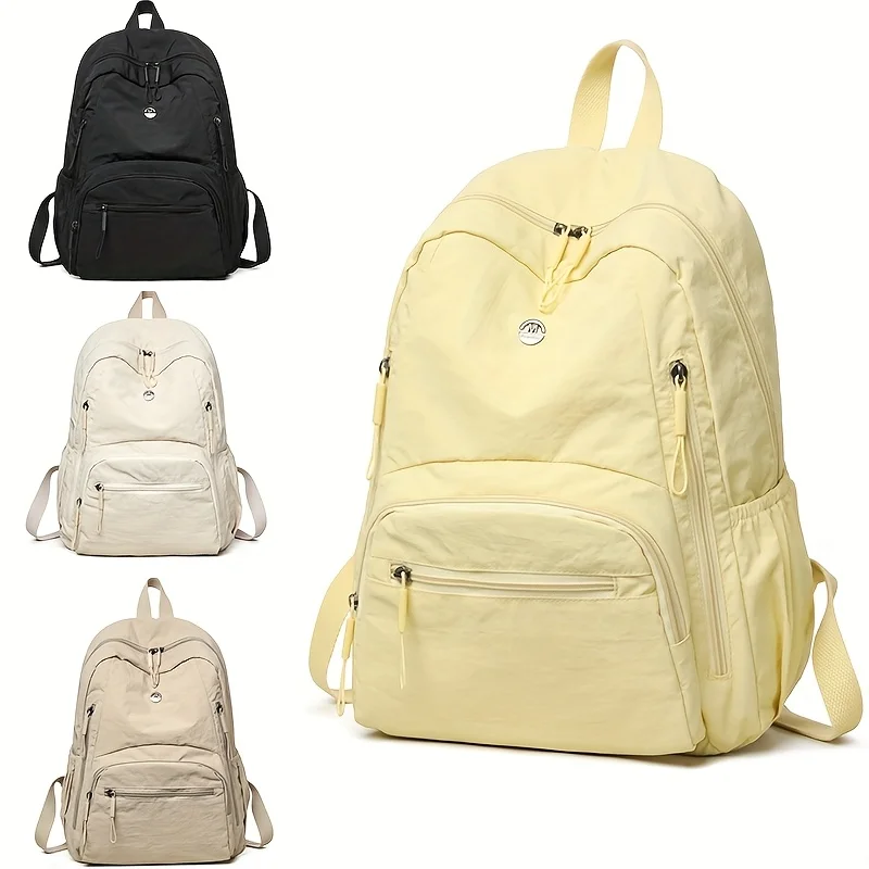Solid color, simple and fashionable, versatile women's travel, lightweight and large capacity backpack