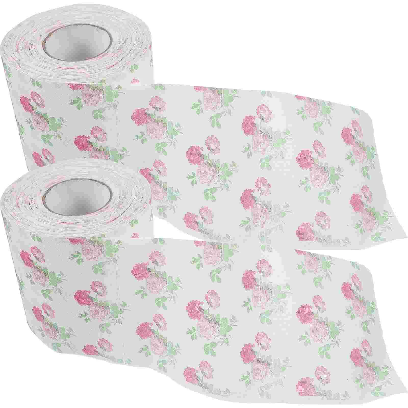 2 rouleaux de papier toilette coloré, mouchoirs chauds amusants, serviette à déjeuner imprimée, bobine