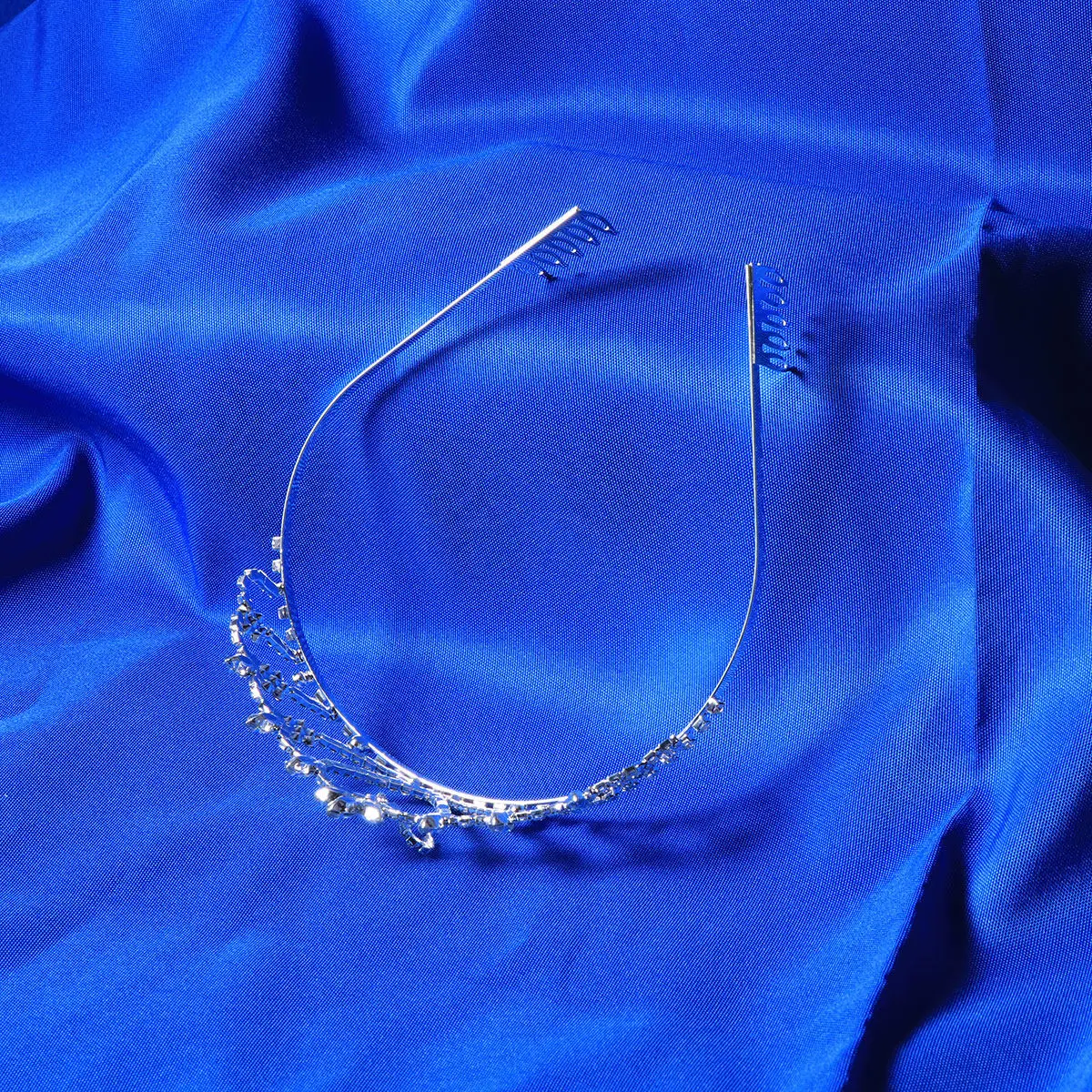 

1Pcs Rhinestone Birthday Crown 's Tiara Handmade Silver Plated Metal Prong Set Party Gift for 's Tiara