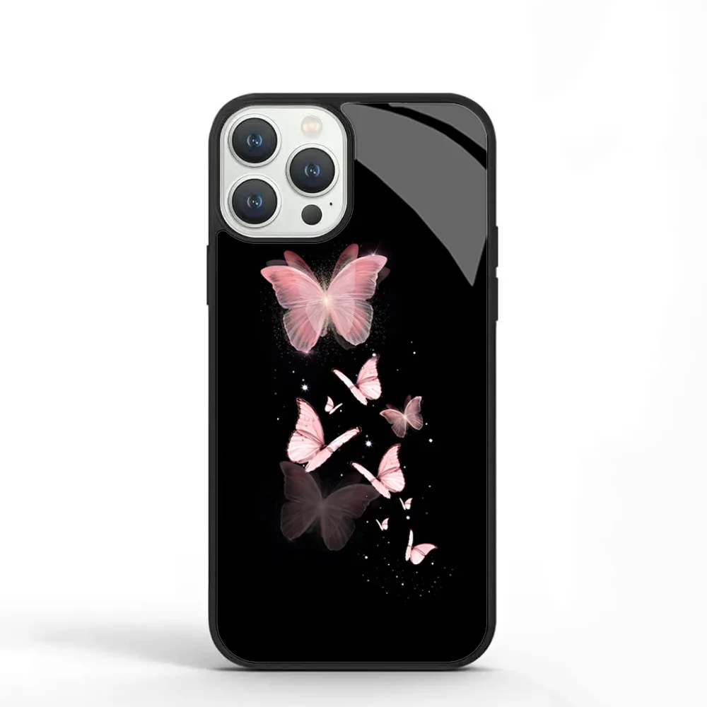 Little Butterfly Phone Case For IPhone 11 12 13 14 15 Plus Pro Max Mirror Acrylic PC TPU Cover