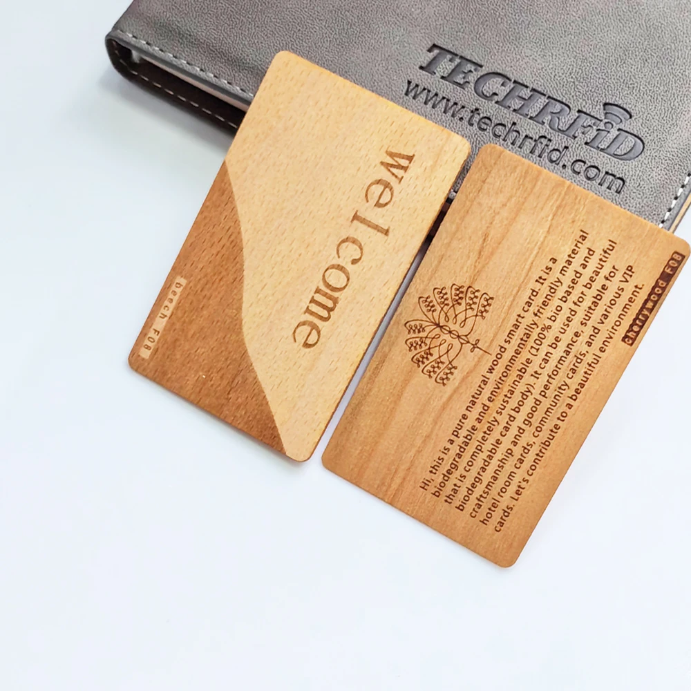 กําหนดเอง. ที่กําหนดเอง 13.56MHz RFID NFC T5577 ชิปไม้ธุรกิจและบัตรโรงแรมสําหรับระบบควบคุมการเข้าถึงบัตรสมาชิกวัตถุประสงค์