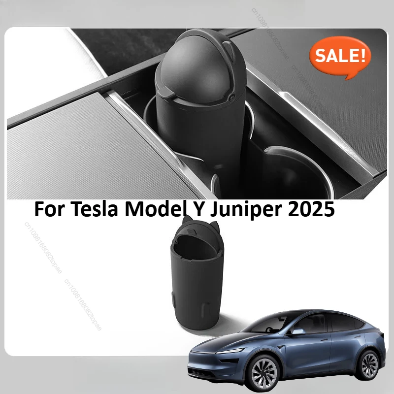 

Car Silicone garbage cup For Tesla Model Y Juniper 2025 central control Storage Box Trash Can Organizer Accessories Kit
