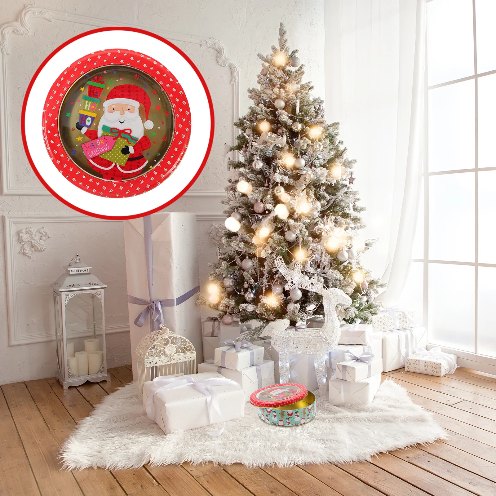 

Christmas Tinplate Cookie Box with Festive Design for Candy Biscuit Storage Treats Container Holiday Gift Packaging Xmas Party