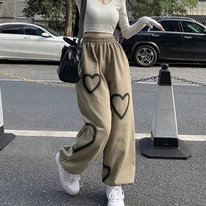 Korean White Oversize Pants Women 2023 Spring Casual Loose High Waist Hallen Pants Woman Streetwear Hip Hop Straight Trousers