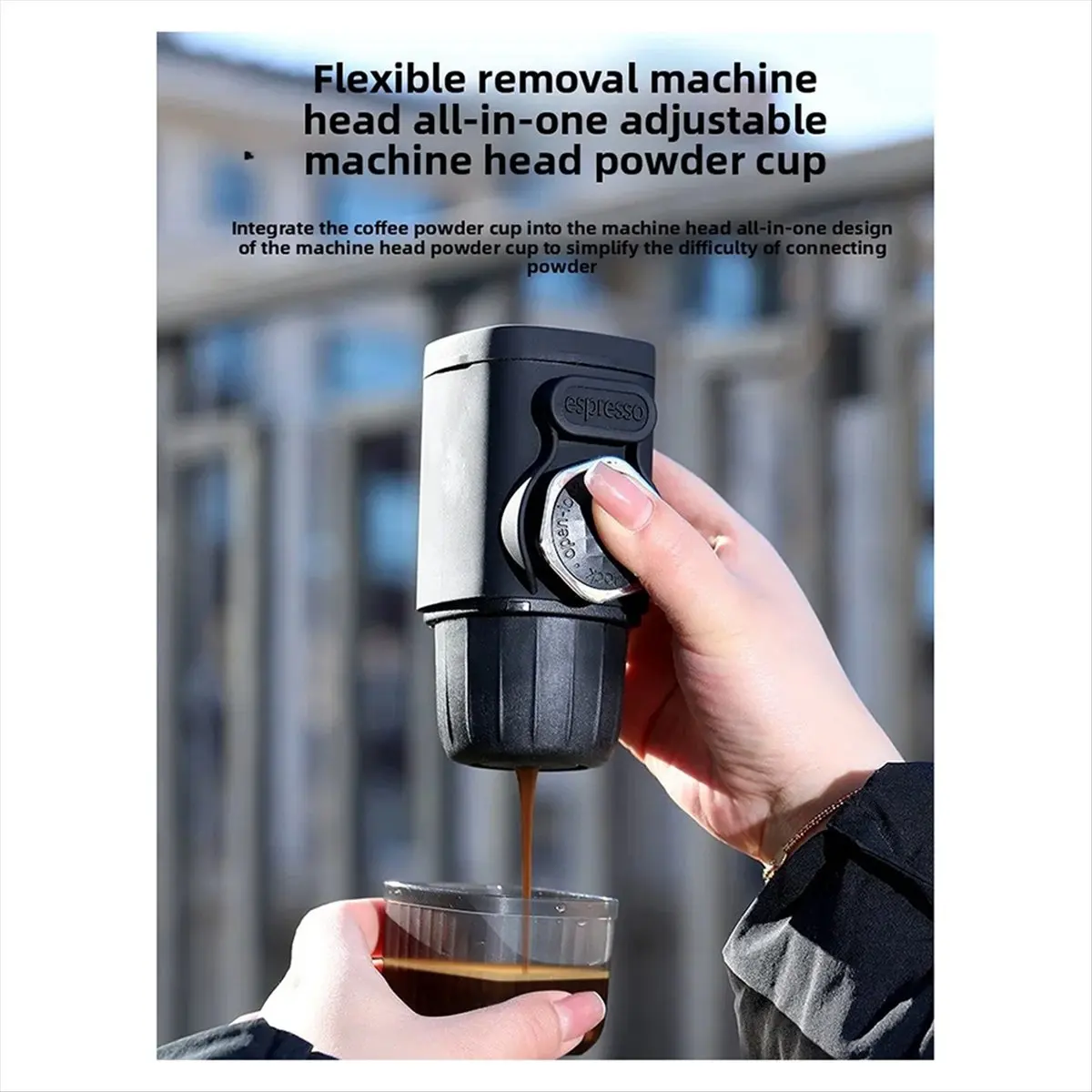 

Портативная ручная кофемашина A47T для эспрессо, 15 бар, мини, для путешествий, кемпинга, походов, пикников, без батареек