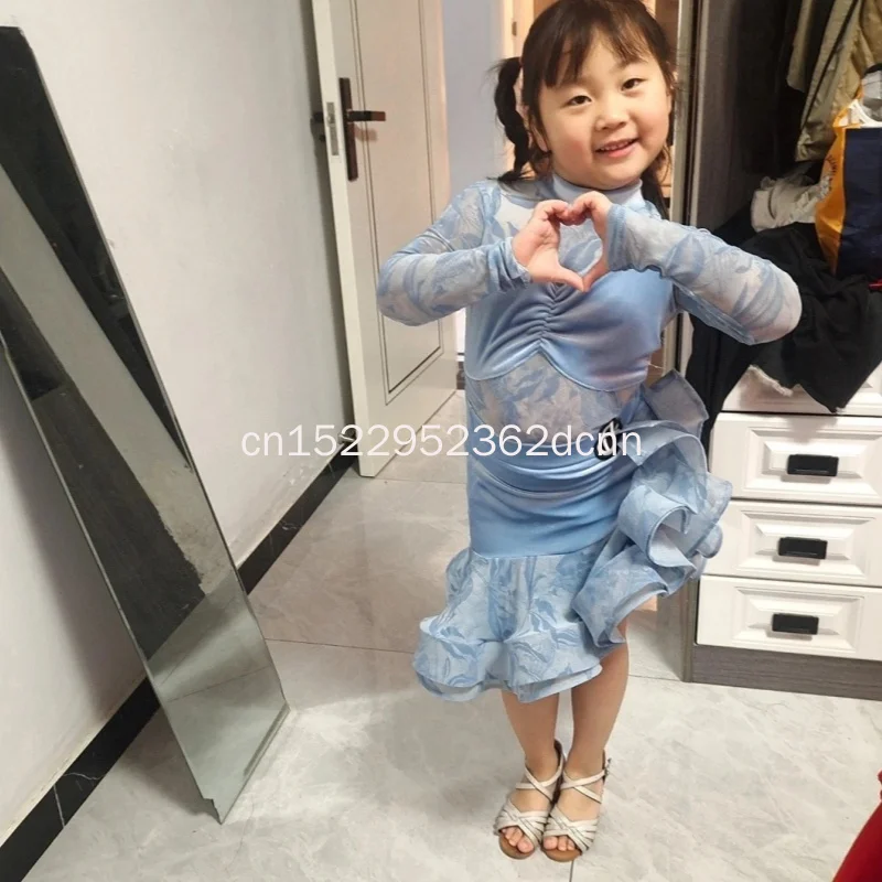 Vestido de actuación de baile latino para niñas, traje de baile de competición, salón de baile estándar, Samba, Tango, práctica latina, 2026