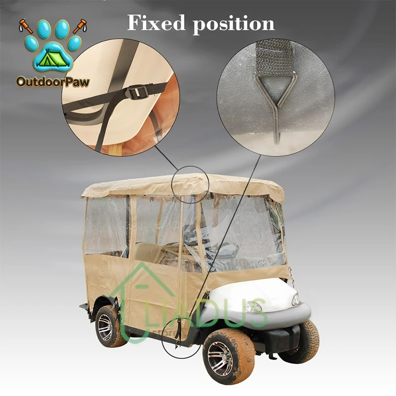 Golf Cart Cover Transparent PVC Waterproof UV Protection Dustproof Outdoor Rain Shield Cart Canopy Portable Golf Car Cover