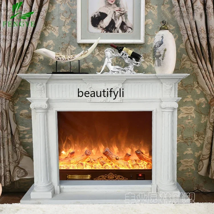 

Y48 Spot marble fireplace white marble carving simple Ymerican fireplace rack