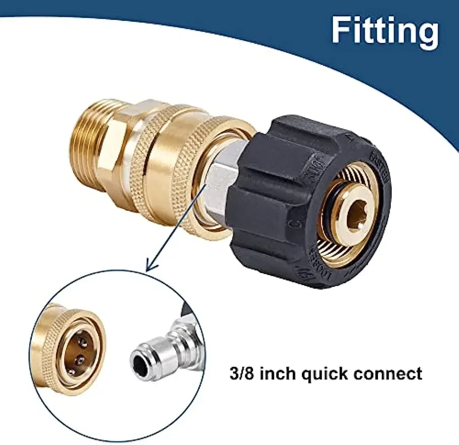 4 Pieces Pressure Washer Quick Connect Fittings, M22 14mm to 3/8 Inch Quick Connect Pressure Washer Hose Adapter