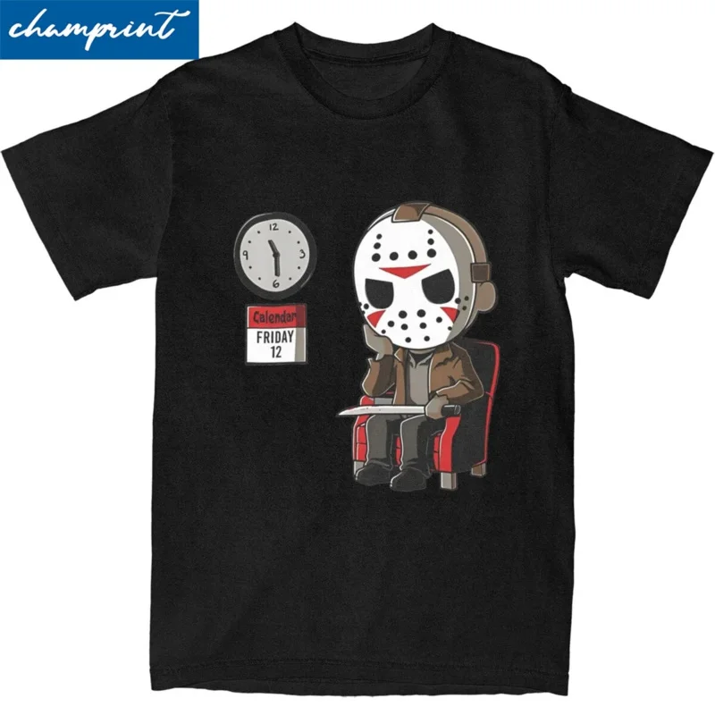 Friday 12th Jason Voorhees T-Shirt Men Cotton Tops Shirts Vintage Funny Halloween Horror Movie O-neck Short Sleeve