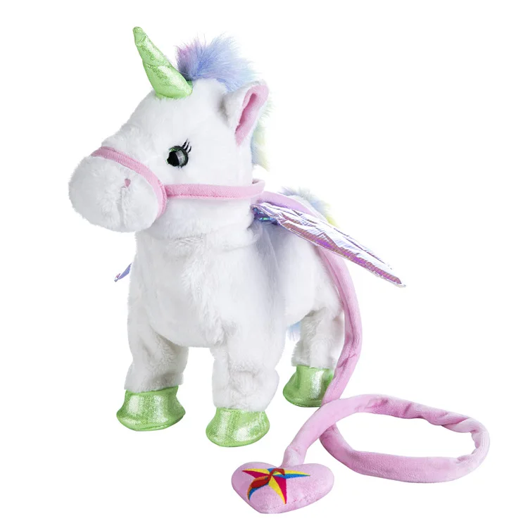 35cm Funny Electric Walking Unicorn Plush Toy Stuffed Animal Toys Electronic Music Unicorn Toy Christmas Gifts