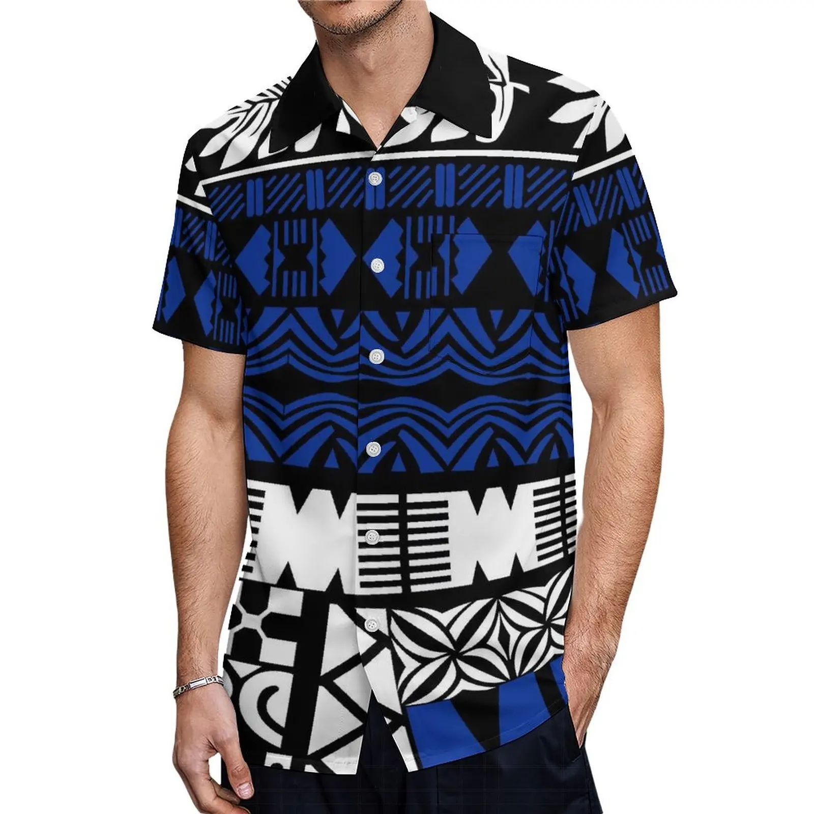 Pazifische Insel Kleidung benutzer definierte polynesische Paar Anzug Samoan Print Blumenmuster neue lässige V-Ausschnitt Kleid und lockeres Hemd