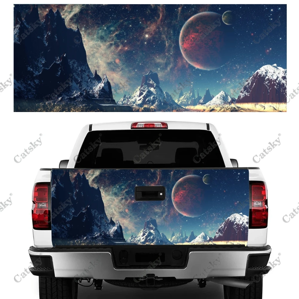 Sci-Fi Landscape Print Car Tail Trunk Protect Vinly Wrap Sticker Decal Auto Hood Decoration Engine Cover for SUV Off-road Pickup