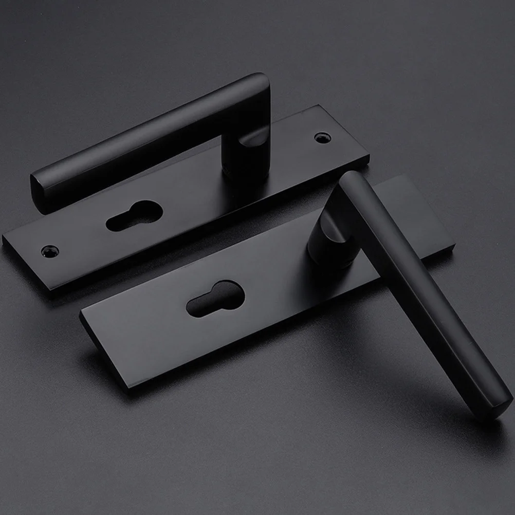 

Space Aluminum European Style Door Lock Black Durable Interior Door Latch Safety Lock for Bedroom Bathroom Office Security