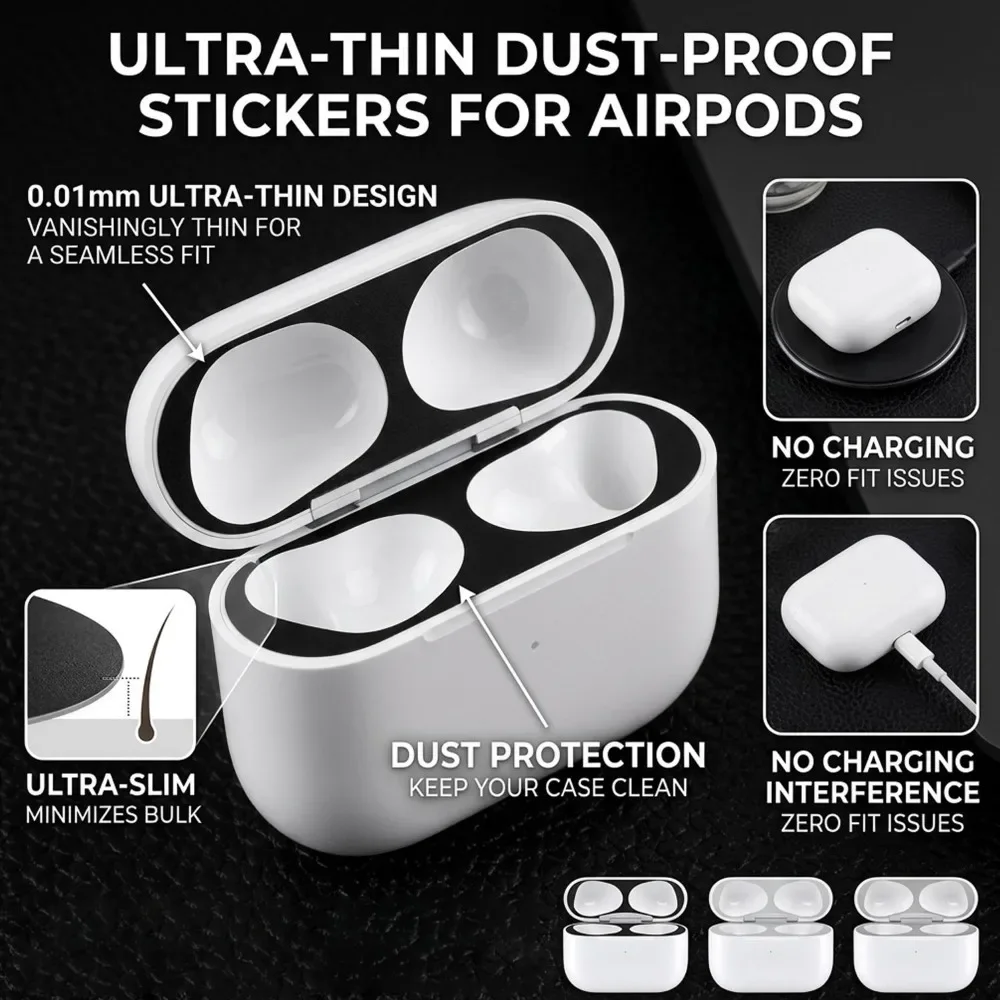 1-6Pairs Metal Anti-Dust Guard Sticker for AirPods 5/4 Earphone Dust Cover Protective Ultra-thin Dustproof Protectors Stickers