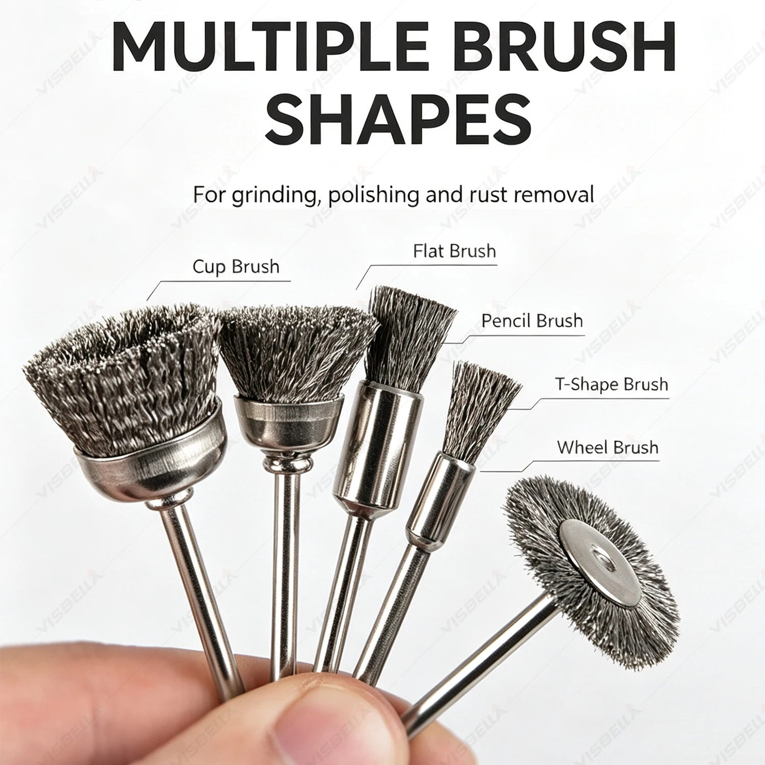 Wire Brush Set for Drill Stainless Steel Wheel Brushes Rotary Tool Accessories Polishing for Jewelry Metal Wood Watch Glass view 5