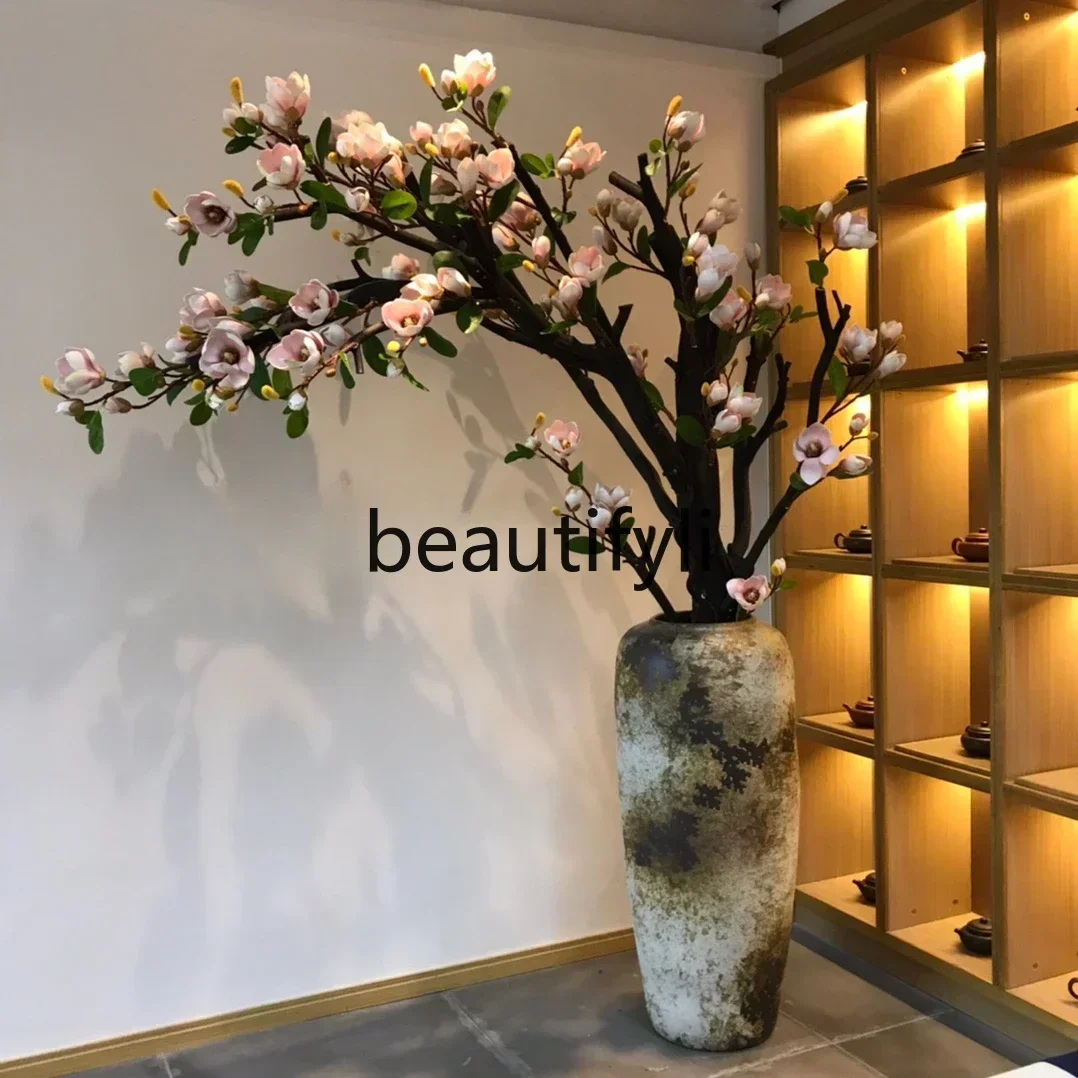

YHH A33 Simulation magnolia tree fake tree large simulation plant floor flower art window decoration living room ornament