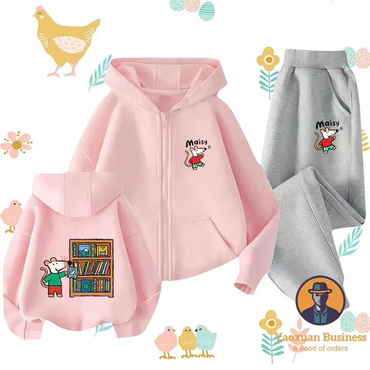 Nieuwe collectie Maisy Mouse meisjes jongens kinderen hoodie met rits schattig bedrukt cartoon winddicht warm herfst winter stijlvol
