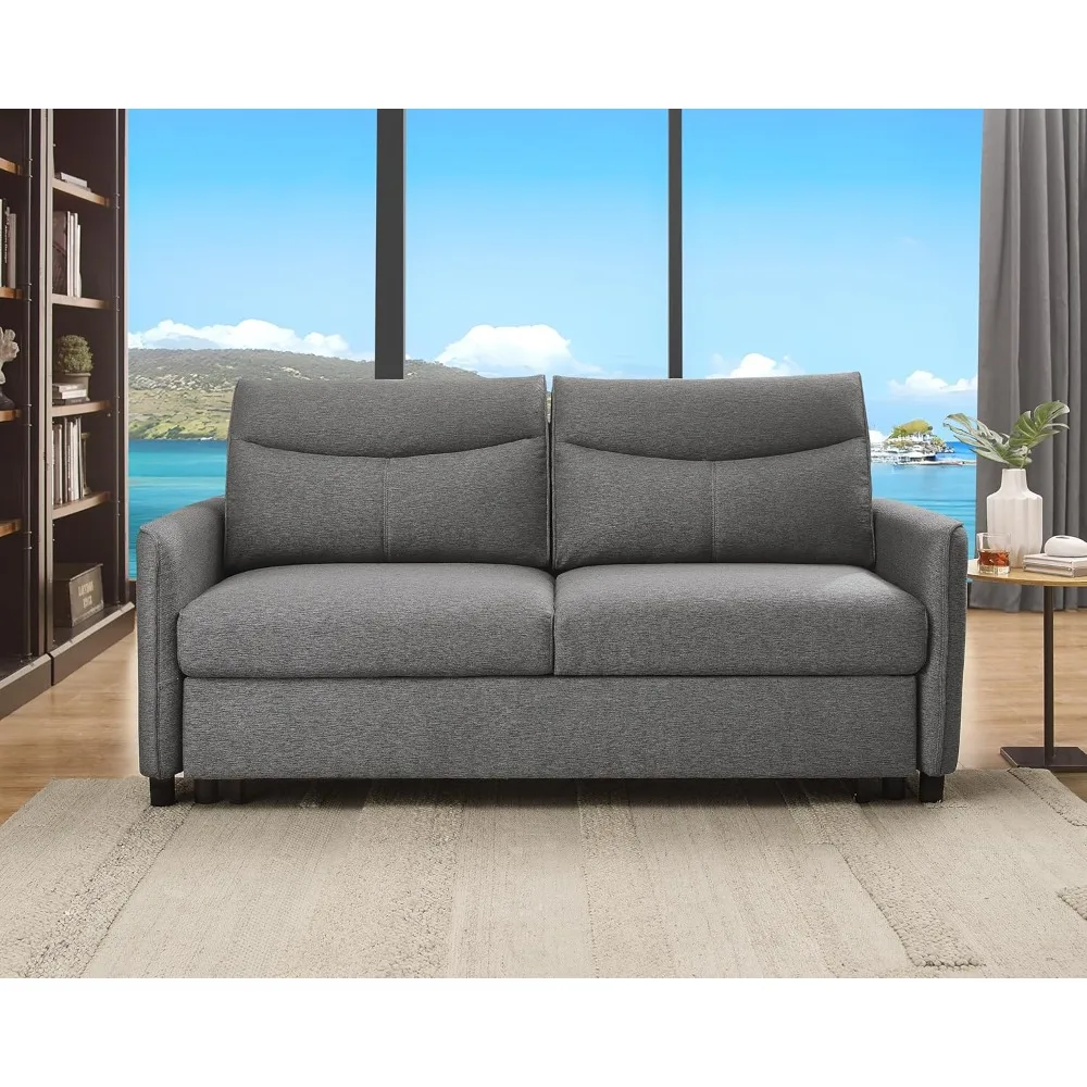 75-Inch Queen Size Convertible Sleeper Sofa Bed, Comfortable Pull-Out Futon Loveseat, Full Love Seat for RV Small Spaces, Hide-