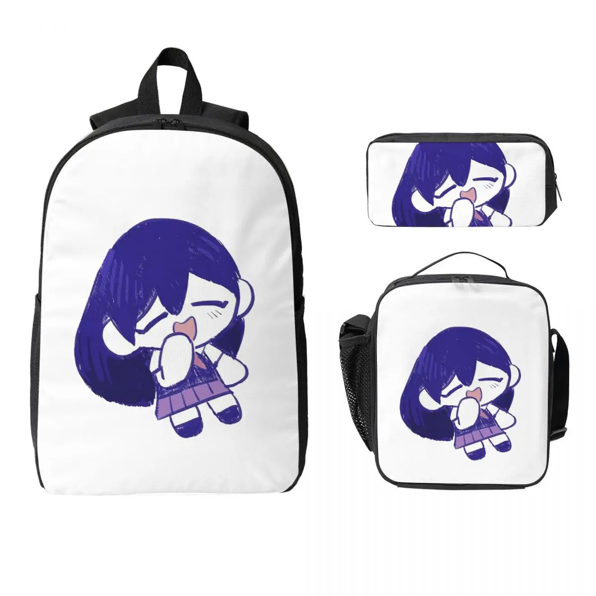 

Omori Anime Video Game Backpack Student Boys Girls BookBag School Bag Computer Shoulder Bags 3ps Insulated Lunch Bag Pencil Case