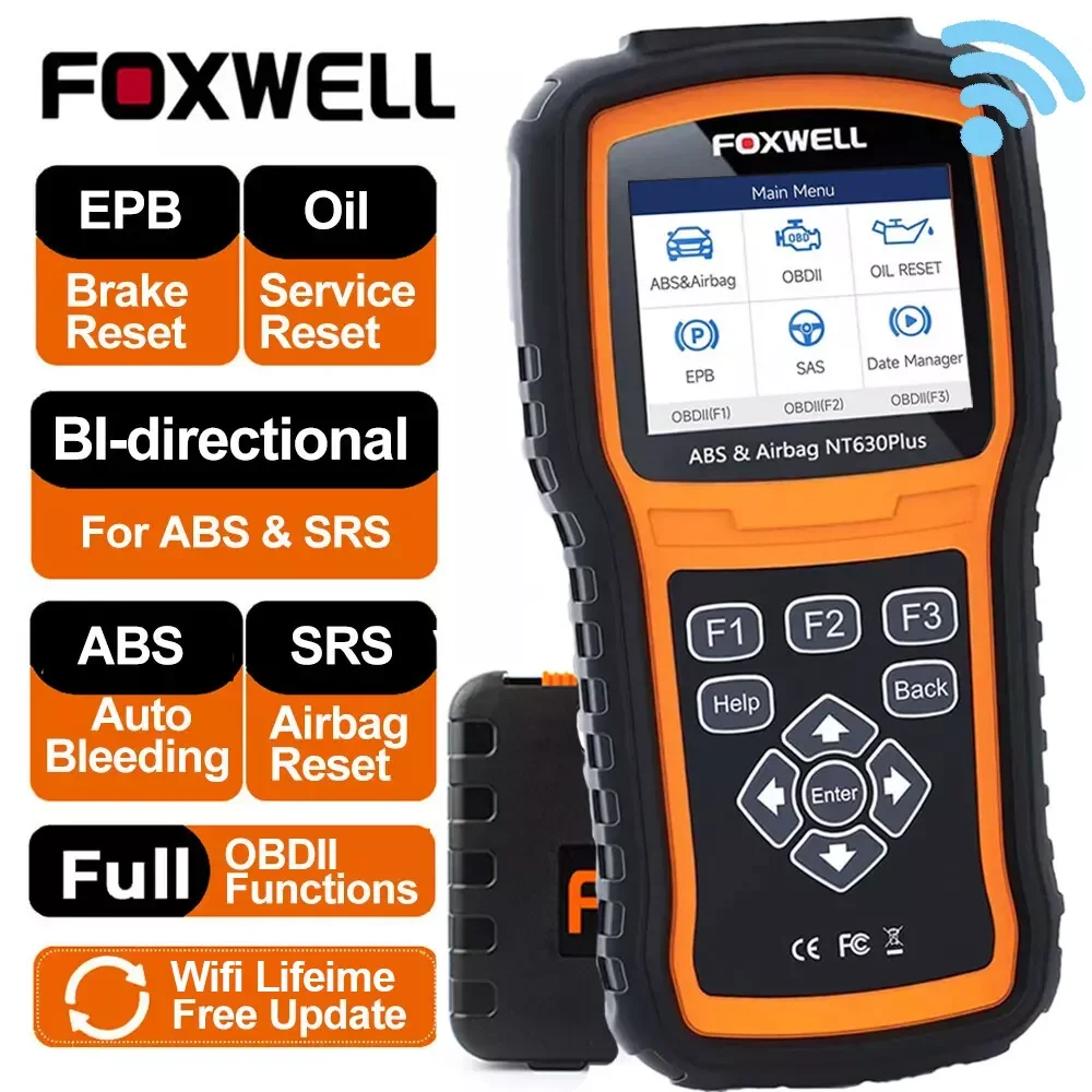 

FOXWELL NT630 Plus Беспроводной сканер OBD2 Диагностический инструмент Двигатель ABS Bleeding SAS EPB OIL Сброс SRS Калибровочный считыватель кодов ODB