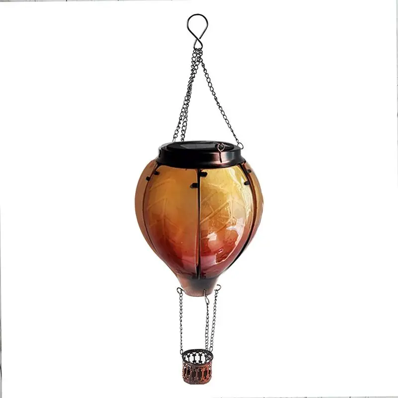 

AUAU-Outdoor Lanterns Hot Air Balloon Solar Lantern With Candle Holder For Outdoor Garden Decor,Hanging Solar Lights Outdoor