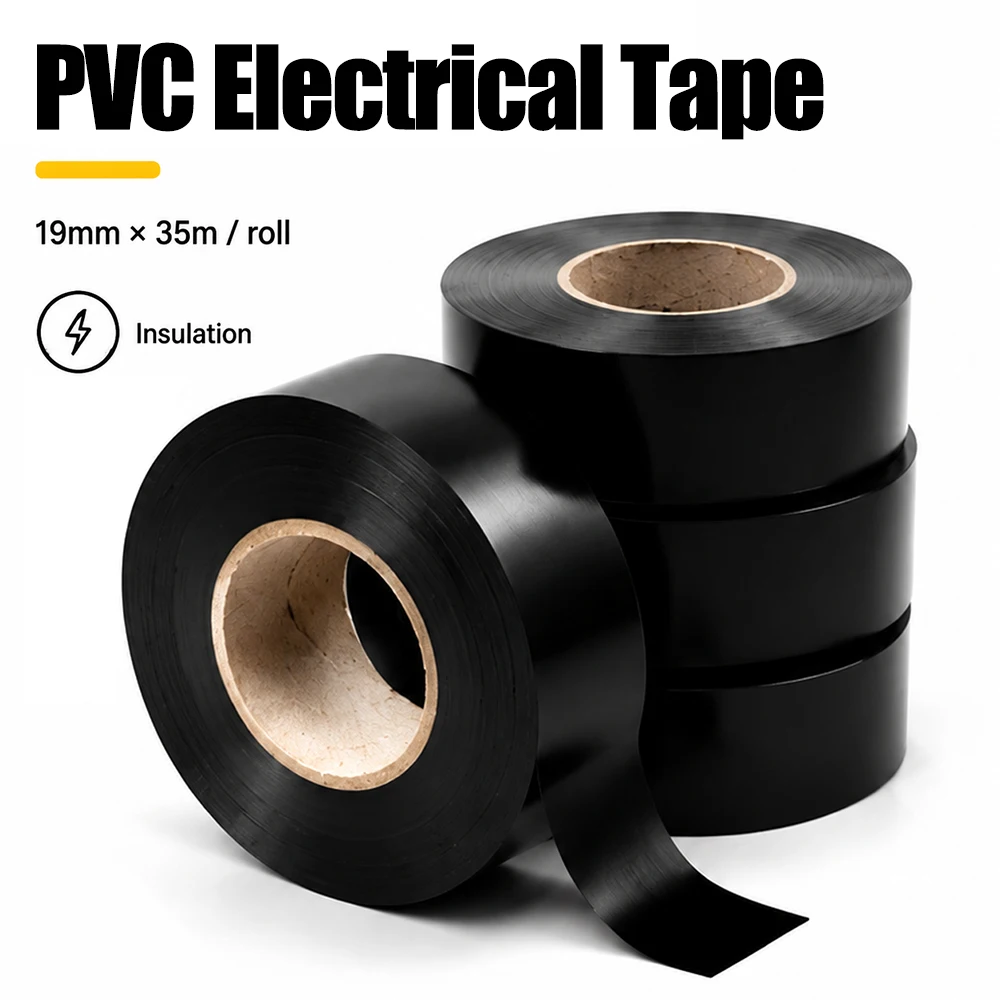 Black PVC Tape Width 19mm Moisture Proof Flame Retardant Insulation Tape For Electronic Electrical Circuit Insulation Repair