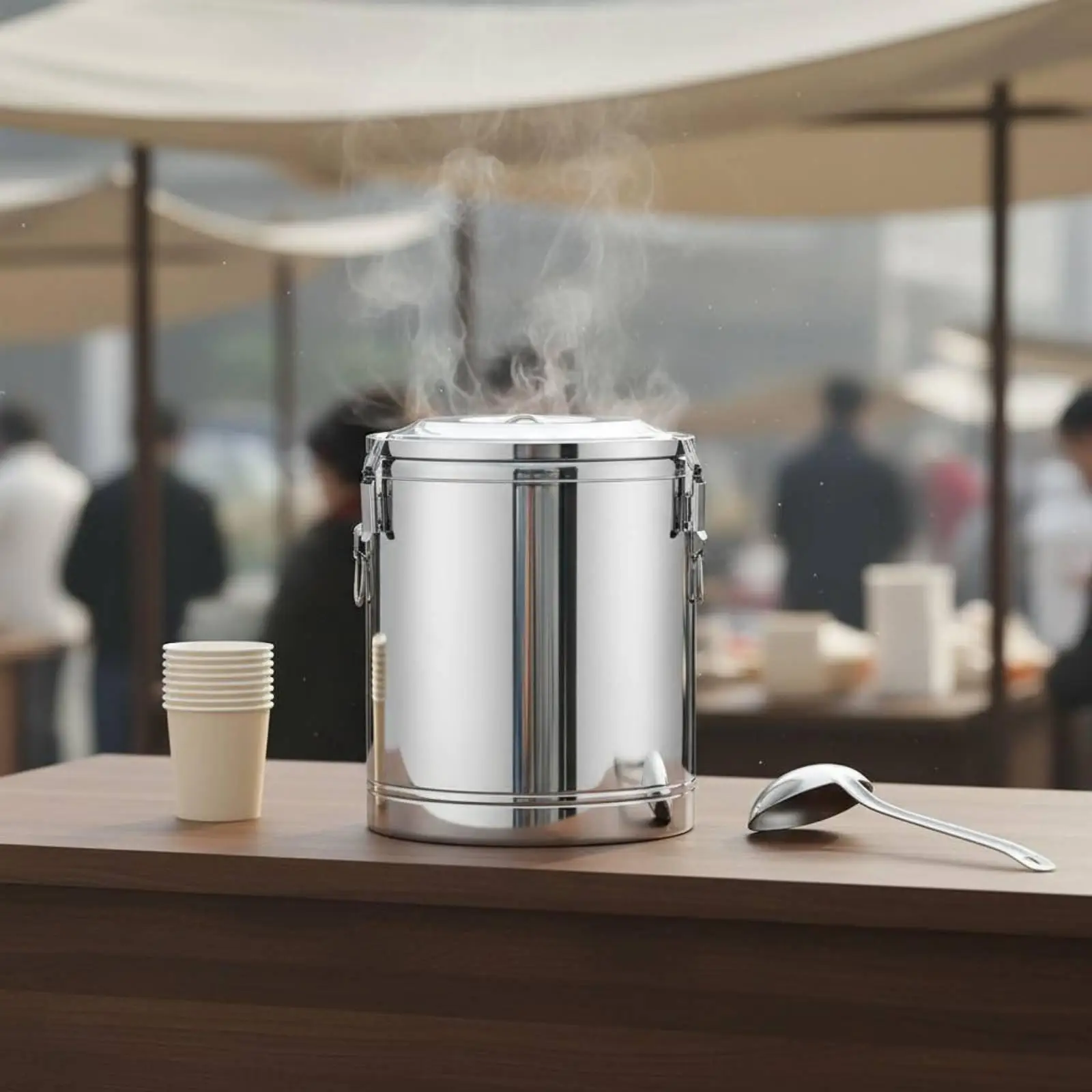 Insulated Food Warmer Stainless Steel Bucket Large Capacity Thermal Container with Secure Lid for Restaurant Kitchen