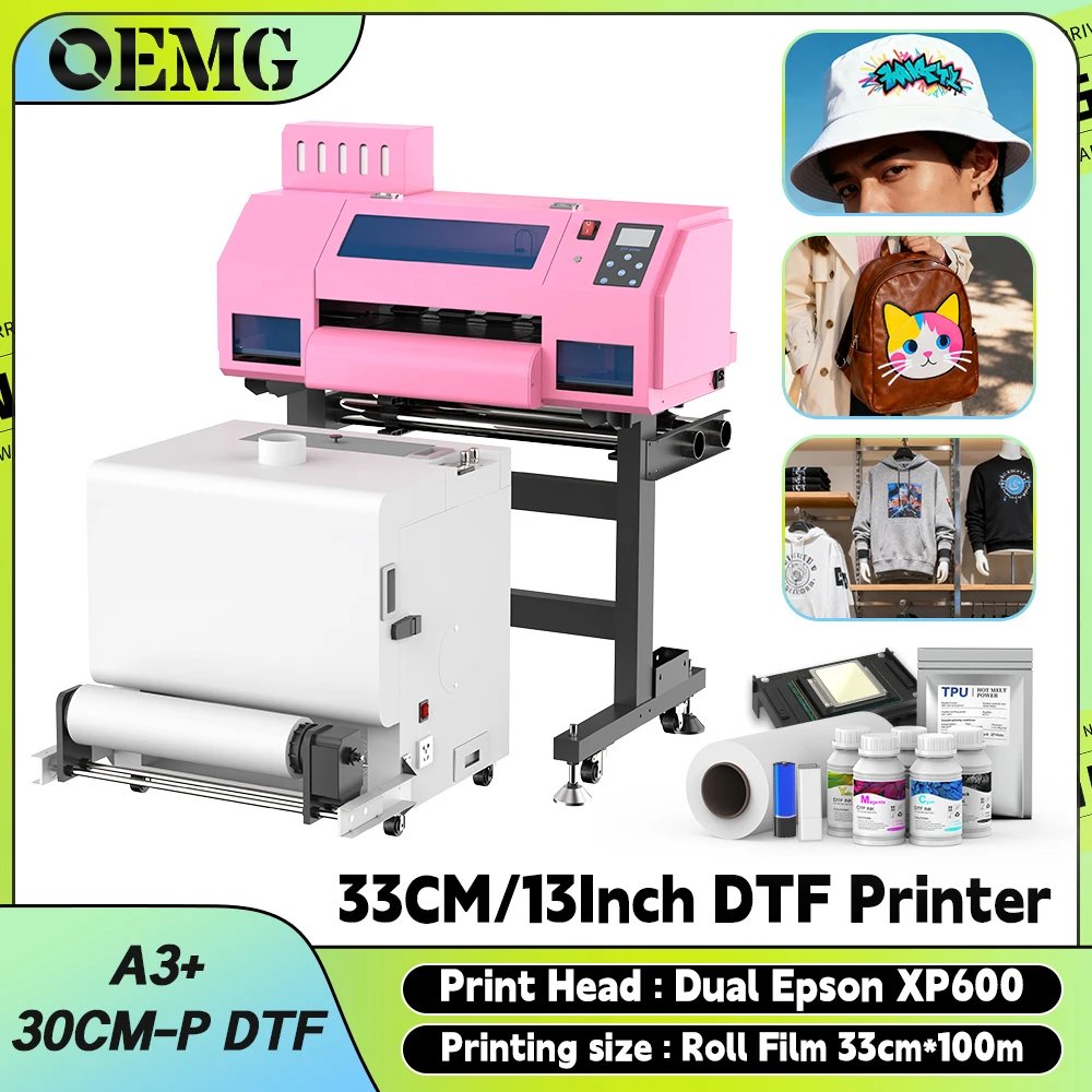 OMEG A3+ DTF Printer for Epson XP600 33CM/13Inch Dual Printhead Imprresora DTF Printing Machine for T-shirt Hoodies All Fabric