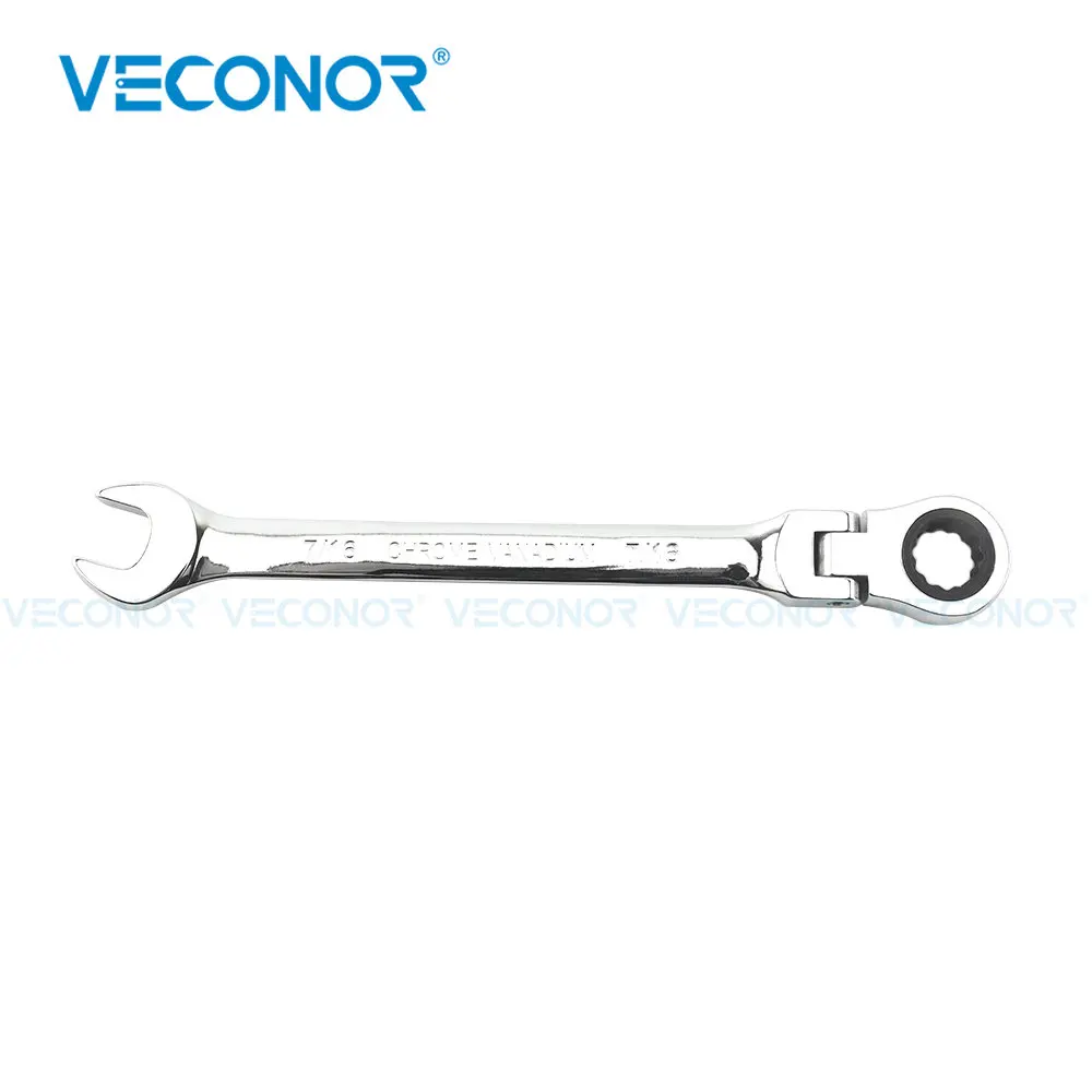 1pc 7/16 Inch Ratchet Wrench Spanner Flexible Head Mirror Polish Universal Hand Tools Car Repair Tool