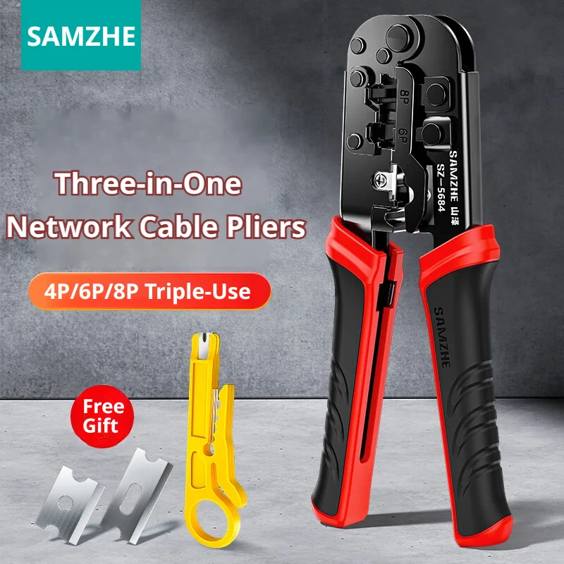 SAMZHE RJ45 Crimper Tools Crimping Pliers Ethernet Network Cable Crimper Cutter for 8P/6P/4P RJ45 RJ11 precise Stripper Plier