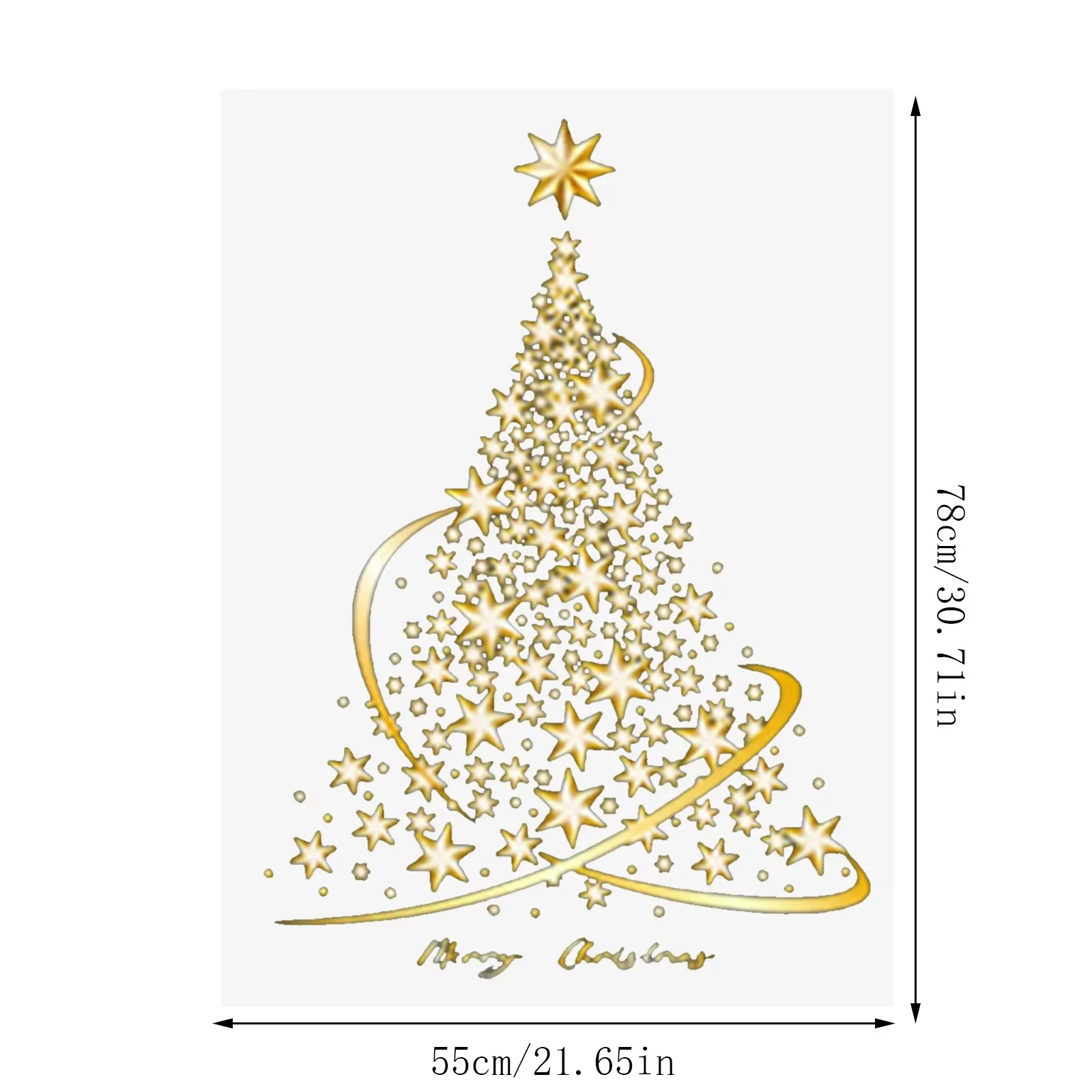 1pc Large Size Golden Christmas Tree Window Clings Stickers for Glass Xmas Decals Home Decorations Holiday Christmas Decoration