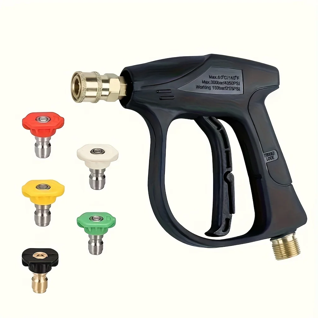 

5 Colors High Pressure Washing Gun Set with Quick Connect, 1/4 Inch Nozzle, M22 -14 Hose Fitting for Car Washing and Garden Supp